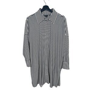 Normakamali black white striped loose tunic dress sz XS